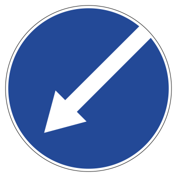 Дорожный знак 4.2.2 «Объезд препятствия слева» (металл 0,8 мм, I типоразмер: диаметр 600 мм, С/О пленка: тип А коммерческая)